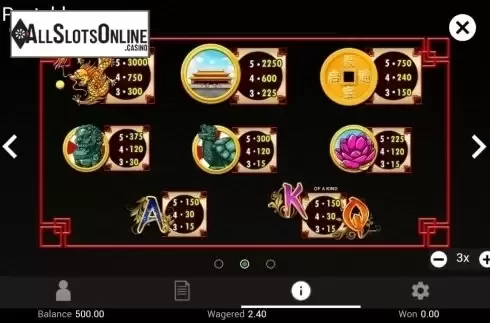 Paytable 2. Dynasty Empire from TOP TREND GAMING