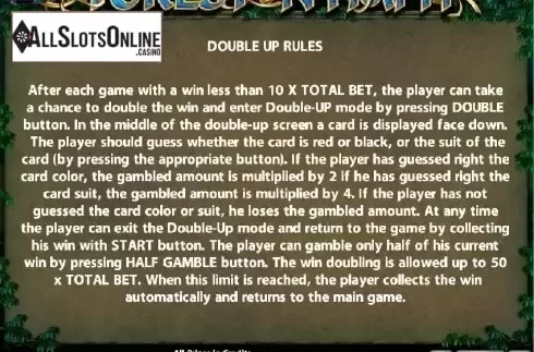 Paytable 4. Forest Nymph from Casino Technology