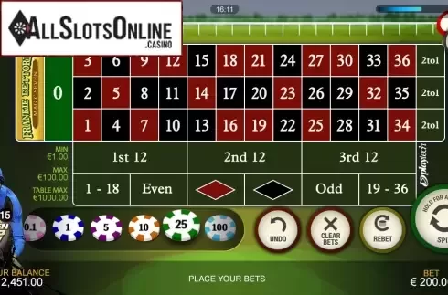 Screen4. Frankie Dettori's Jackpot Roulette from Playtech