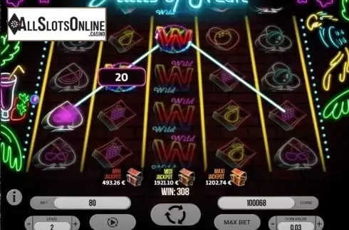 Wild Win screen. Fruits of Neon from Fugaso