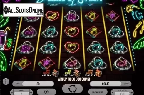 Reel screen. Fruits of Neon from Fugaso