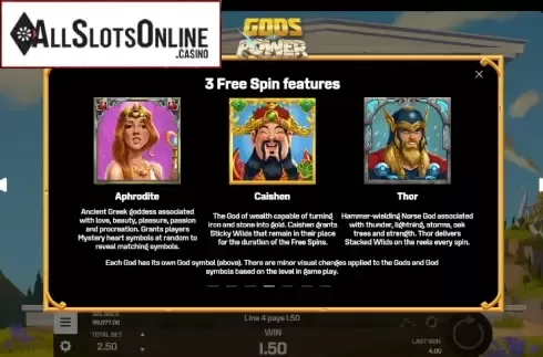 Paytable 3. Gods of Power from Golden Rock Studios