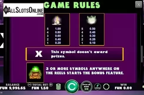Paytable screen 2