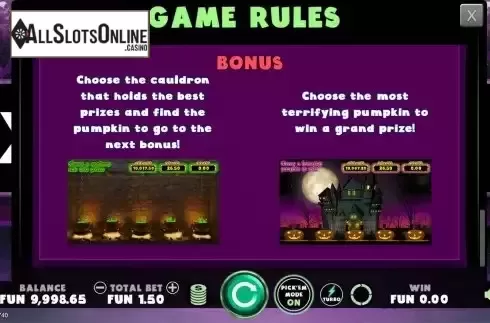 Bonus games screen