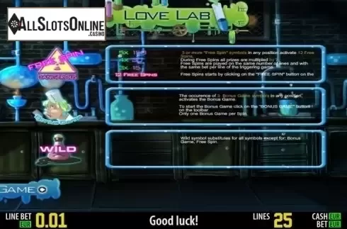 Paytable 2. Love Lab HD from World Match