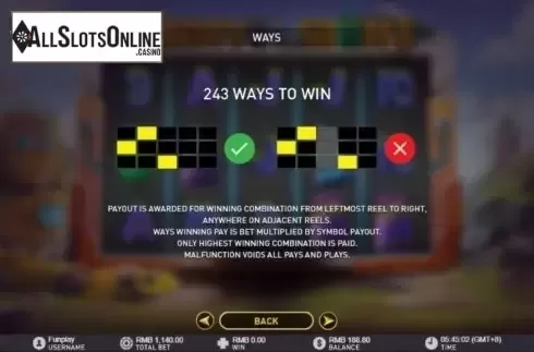 Paylines. Lucky Giant from GamePlay
