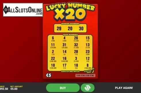 Game Screen 4. Lucky Number x20 from Hacksaw Gaming