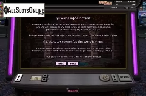 Paytable 4. Pentagram from Realistic