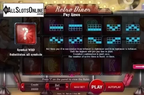 Paytable 2. Retro Diner from X Play