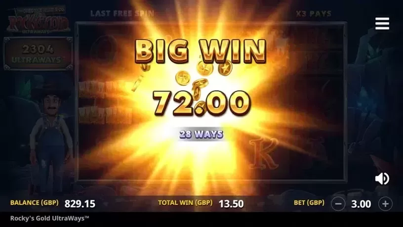 Rocky's Gold Ultraways slot screenshot 9