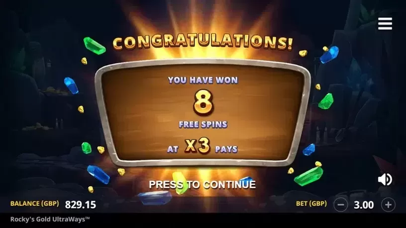 Rocky's Gold Ultraways slot screenshot 7
