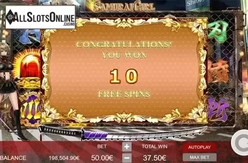 Free spins. Samurai Girl from Ganapati