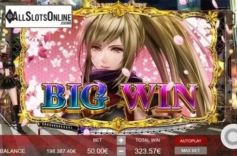 Big win screen. Samurai Girl from Ganapati
