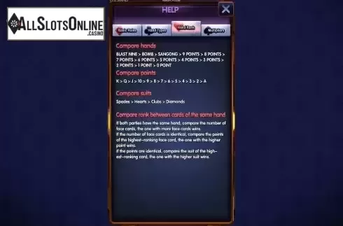 Hand Rank screen