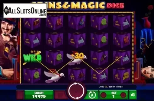 Win screen. Spins and Magic Dice from Mancala Gaming