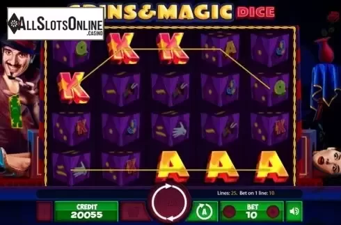 Win screen 2. Spins and Magic Dice from Mancala Gaming