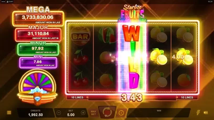 Starlite Fruits Mega Moolah slot screenshot 2