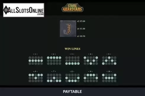 Paytable and paylines screen