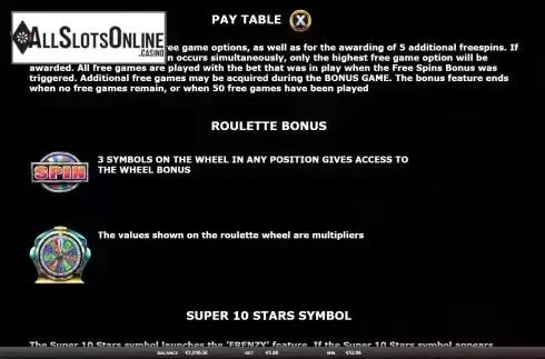 Bonus game screen