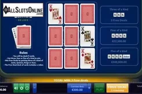 Free Spins Worcflow Screen. Super Lucky Cards Deluxe from Rakki