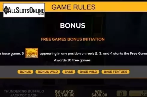 Game Rules 1. Thundering Buffalo: Jackpot Dash from High 5 Games