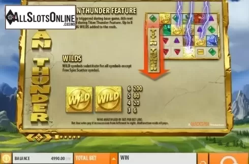 Paytable 1. Titan Thunder from Quickspin