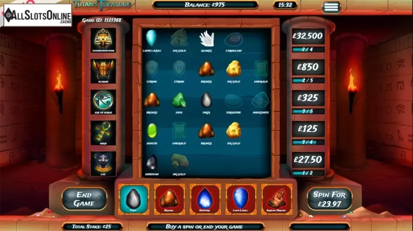 Game workflow . Tutan's Treasure from Slingo Originals