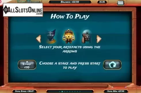 Paytable 2. Tutan's Treasure from Slingo Originals