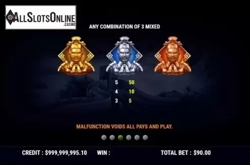 Paytable 2. Warrior Emperor from Slot Factory