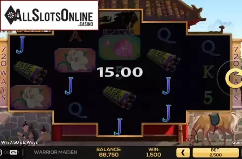 Win Screen. Warrior Maiden from High 5 Games