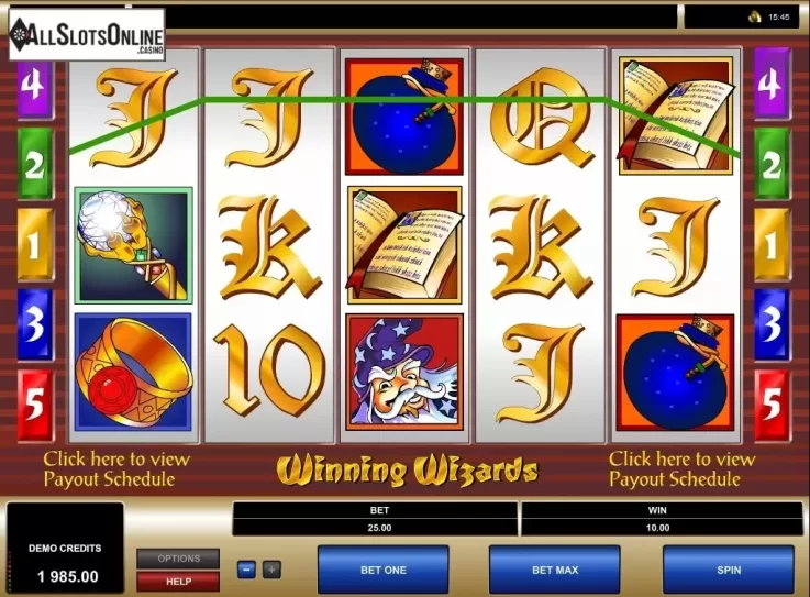 Screen4. Winning Wizards from Microgaming