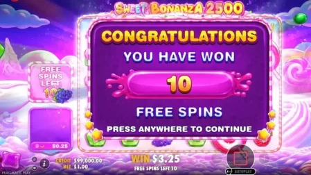 Sweet Bonanza 2500 slot screenshot 3