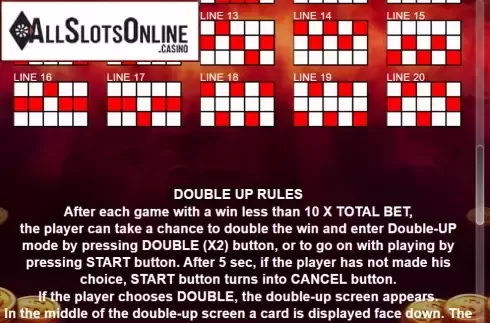 Paytable 3. 20 Shining Coins from Casino Technology