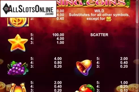 Paytable 1. 20 Shining Coins from Casino Technology