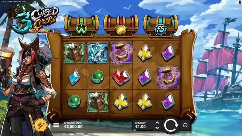 3 Cursed Chests slot screenshot 