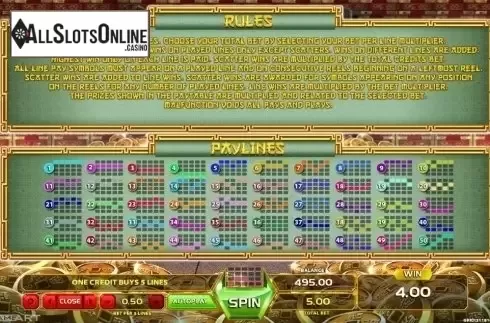 Paytable 3. 88 Riches from GameArt