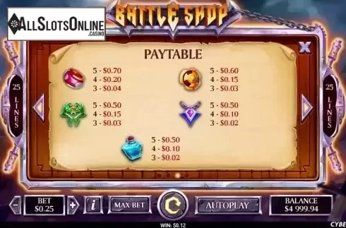 Paytable screen 2