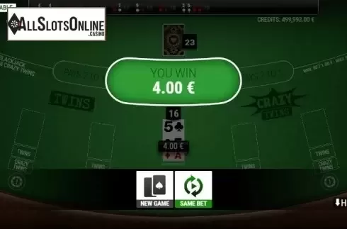Win screen 2. BlackJack Twins and Crazy Twins from GAMING1
