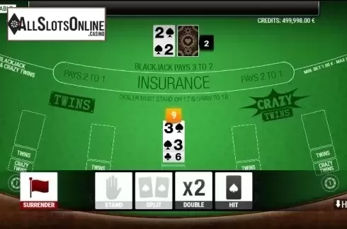 Game screen. BlackJack Twins and Crazy Twins from GAMING1
