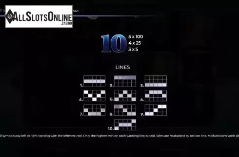 Paylines screen