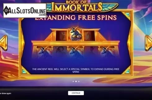 Intro screen 2. Book of Immortals from iSoftBet