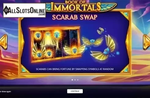 Intro screen 1. Book of Immortals from iSoftBet