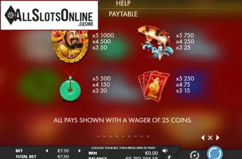 Paytable 1. CaiShen's Fortune XL from Genesis
