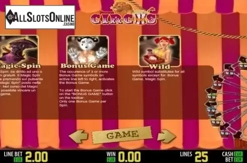 Paytable 2. Circus HD from World Match