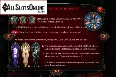 Paytable 3. Crypt of the Vampires from Red Rake