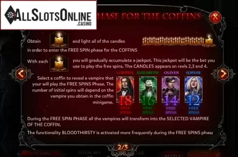 Paytable 2. Crypt of the Vampires from Red Rake