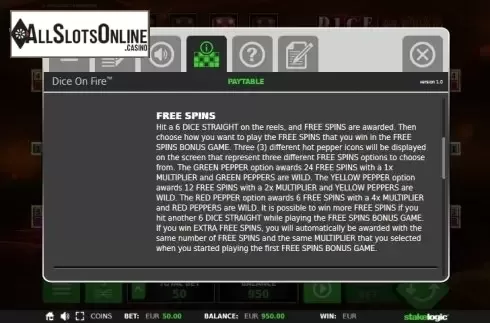 Screen 7. Dice on Fire from StakeLogic