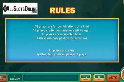 Game Rules screen