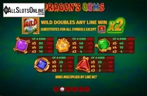 Paytable 2. Dragons Gems from Slingo Originals