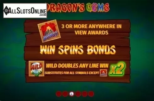 Paytable 3. Dragons Gems from Slingo Originals